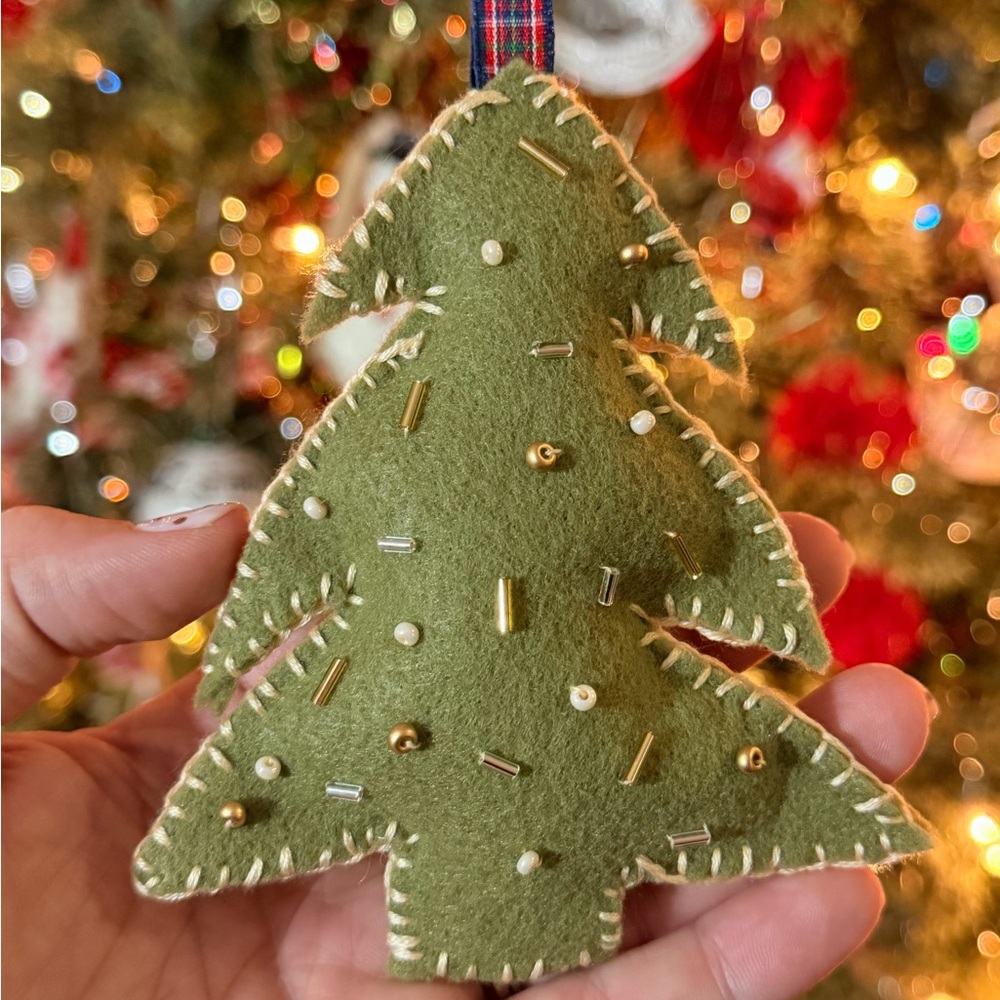 Handcrafted Green Felt Christmas Tree Ornament